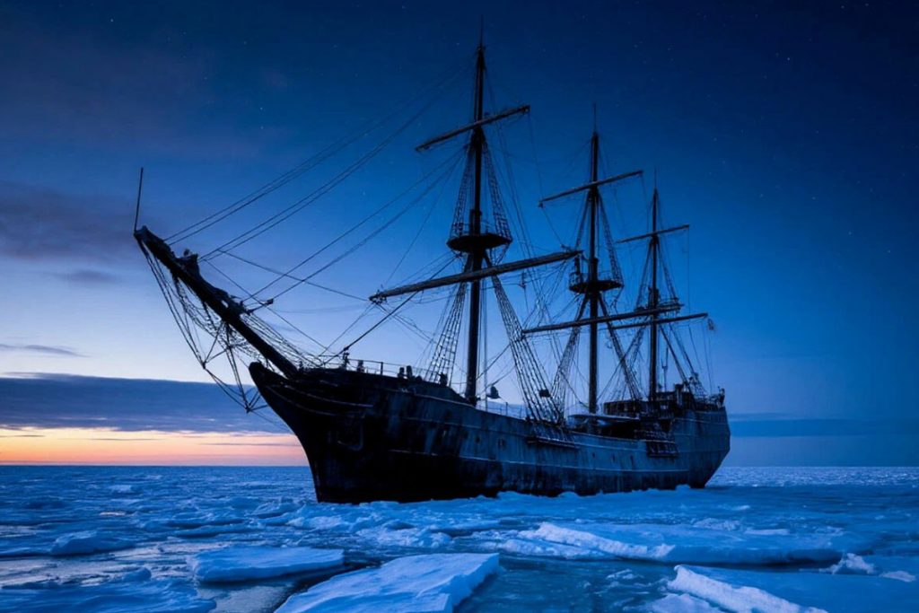 Корабль, замерзший во льдах северного полюса