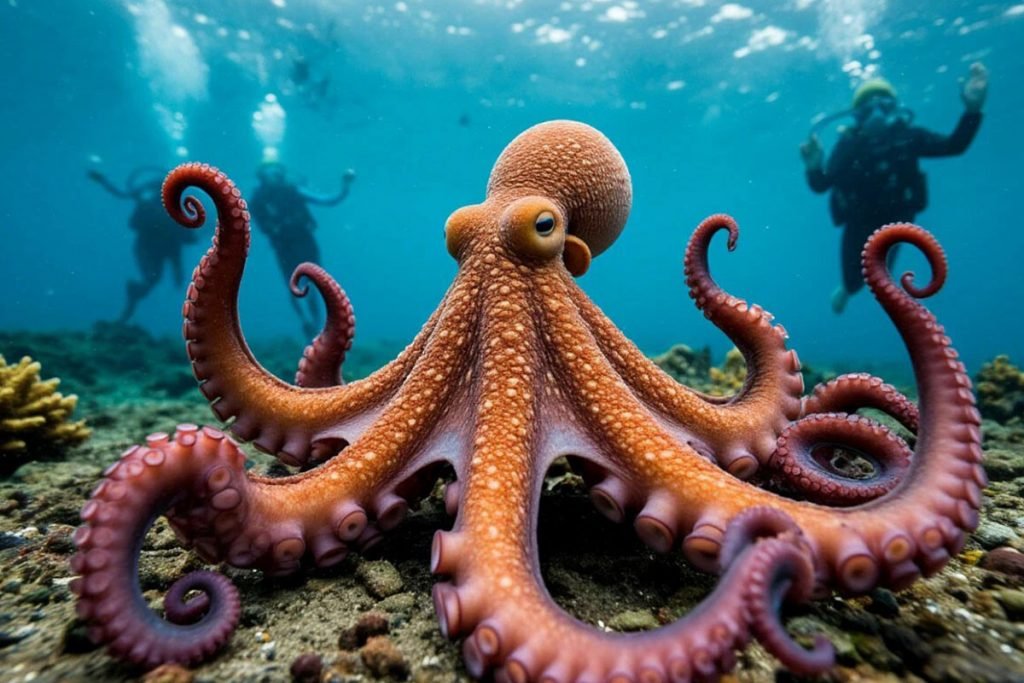 Осьминог в море